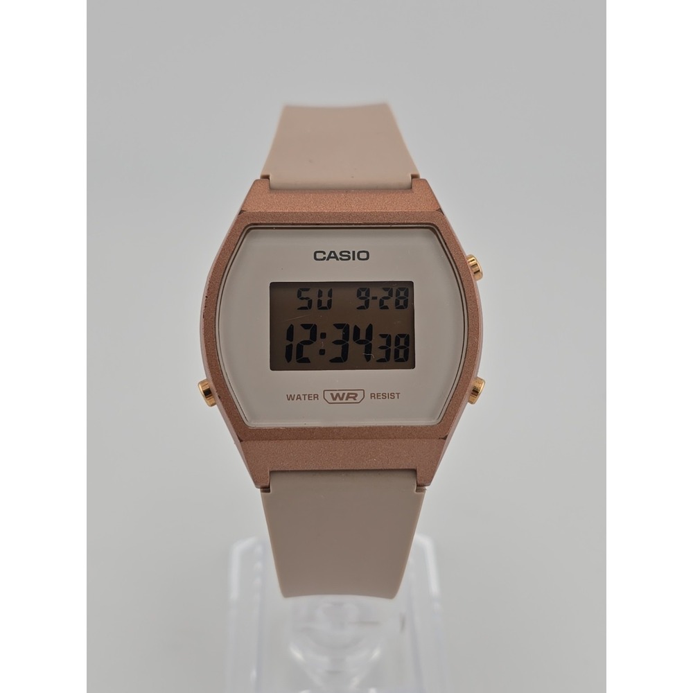 Casio 3294 LW-204 Womens Watch 35mm Rose Gold Tone Digital Beige - New Battery